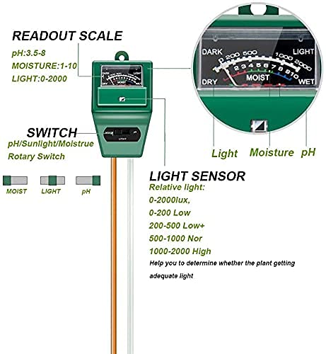 Tusmad 3-in-1 Soil Moisture Sensor, Soil pH Meter & Sunlight Tester, Professional Soil Testing Kit for Agriculture, Garden, Farm & Lawn – Moisture Meter, Soil Testing Machine & Plant Care Tool - Image 4
