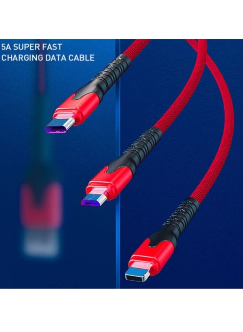5A 3 In 1 USB To TypeC Mini USB Charger Charging Cable Universal Telephone Cable - Image 2
