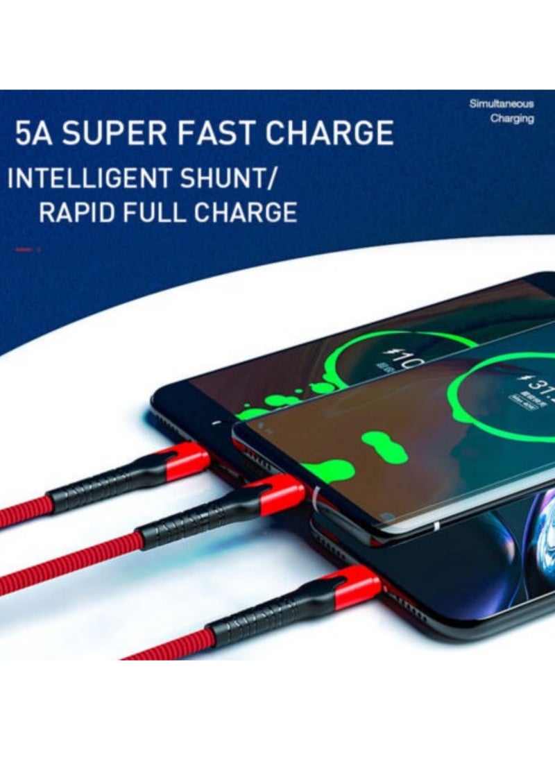 5A 3 In 1 USB To TypeC Mini USB Charger Charging Cable Universal Telephone Cable - Image 3