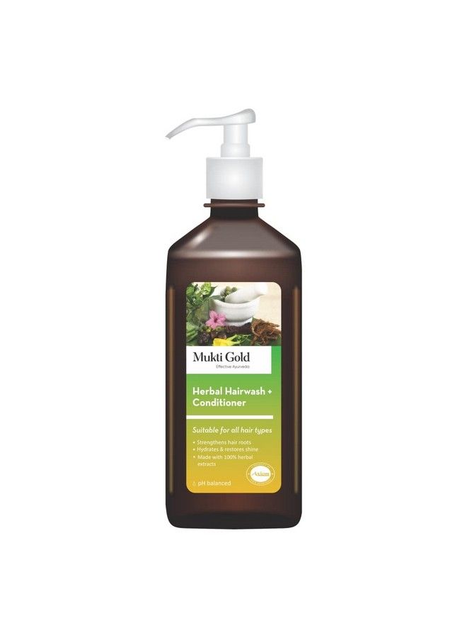 Axiom Muktigold Herbal Hairwash With Conditioner 500Ml ; With The Goodness Of Herbs ; Added Hair Repair System For Soft; Made With 100% Herbal Extracts ; Whoglpgmpiso Certified Product - Image 1