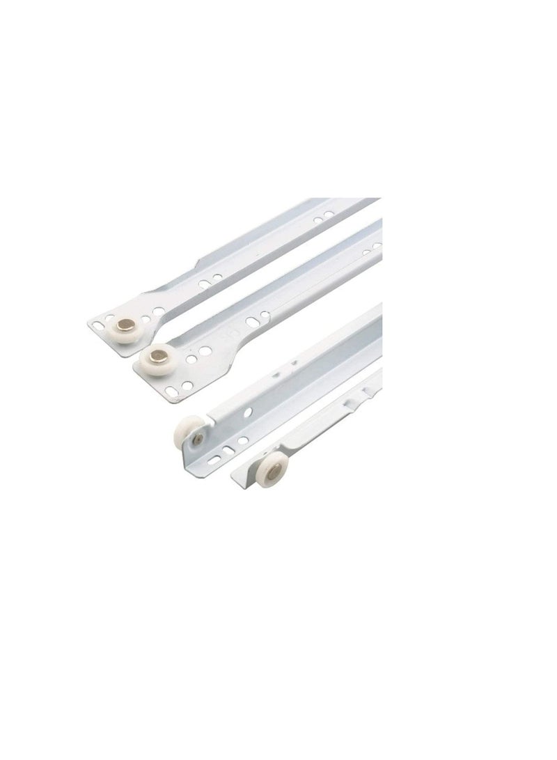 Robustline Roller Wheel Cabinet Drawer Keyboard Slide Glide Runner 2 Pairs (1.0mm Thickness), Heavy duty drawer slides (24") - Image 1