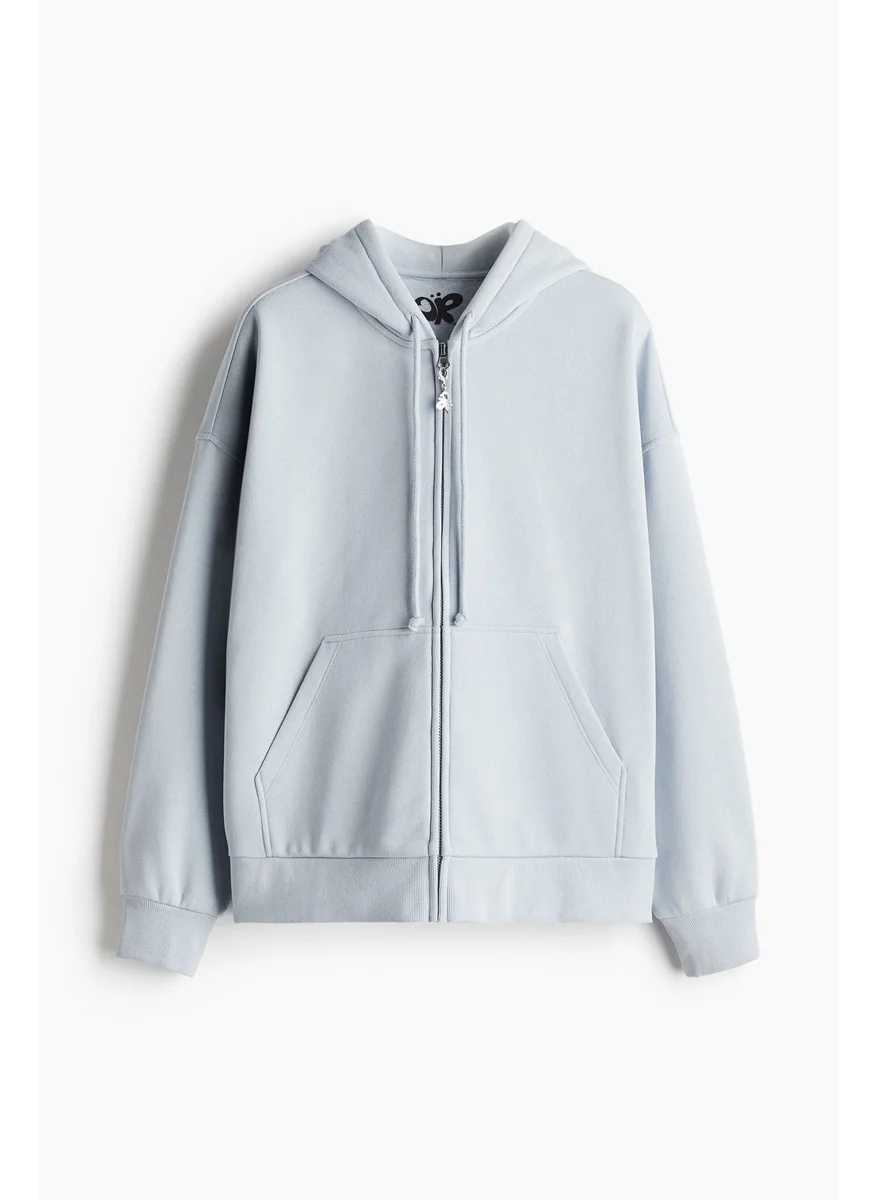 اتش اند ام Oversized Motif-Detail Zip-Through Hoodie