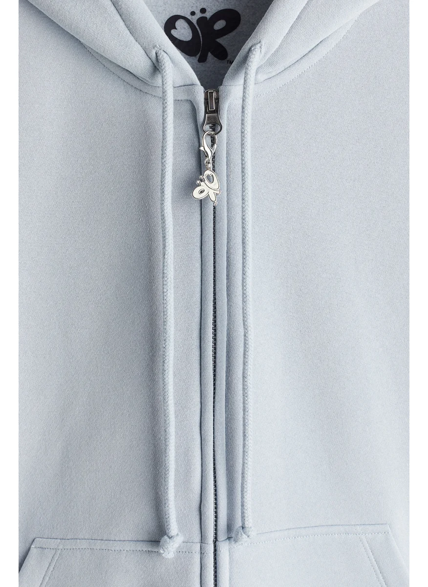 اتش اند ام Oversized Motif-Detail Zip-Through Hoodie