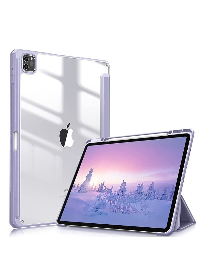 Beauenty ipad 12.9 Clear acrylic flat cover triple fold stand Lavender