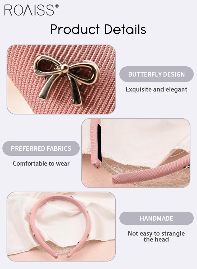 roaiss 3Pcs Headbands for Women Girls，Fashion Bow Narrow Style Headband Face Washing Non-Slip Head Band, Fluffy Sponge Multi-Color Hairband Hair Accessory for Women - Image 5