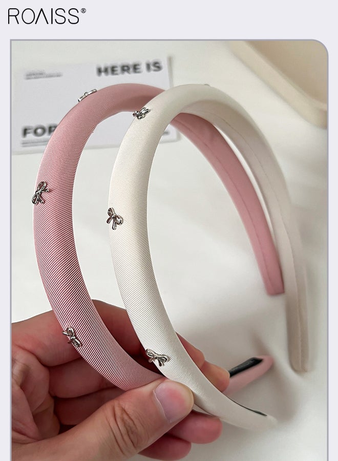 roaiss 3Pcs Headbands for Women Girls，Fashion Bow Narrow Style Headband Face Washing Non-Slip Head Band, Fluffy Sponge Multi-Color Hairband Hair Accessory for Women - Image 3