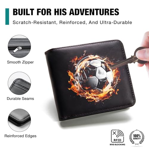 Amutta Kids Wallet for Boys, Cool Teen Boys Wallet for Kids Ages 4-5-6-7-8-9-10-11-12-13-14-15-16, Leather Wallet for Teen Boy, Soccer Bifold Bi Fold Teenage Teenager Youth Gift Christmas Birthday - Image 5