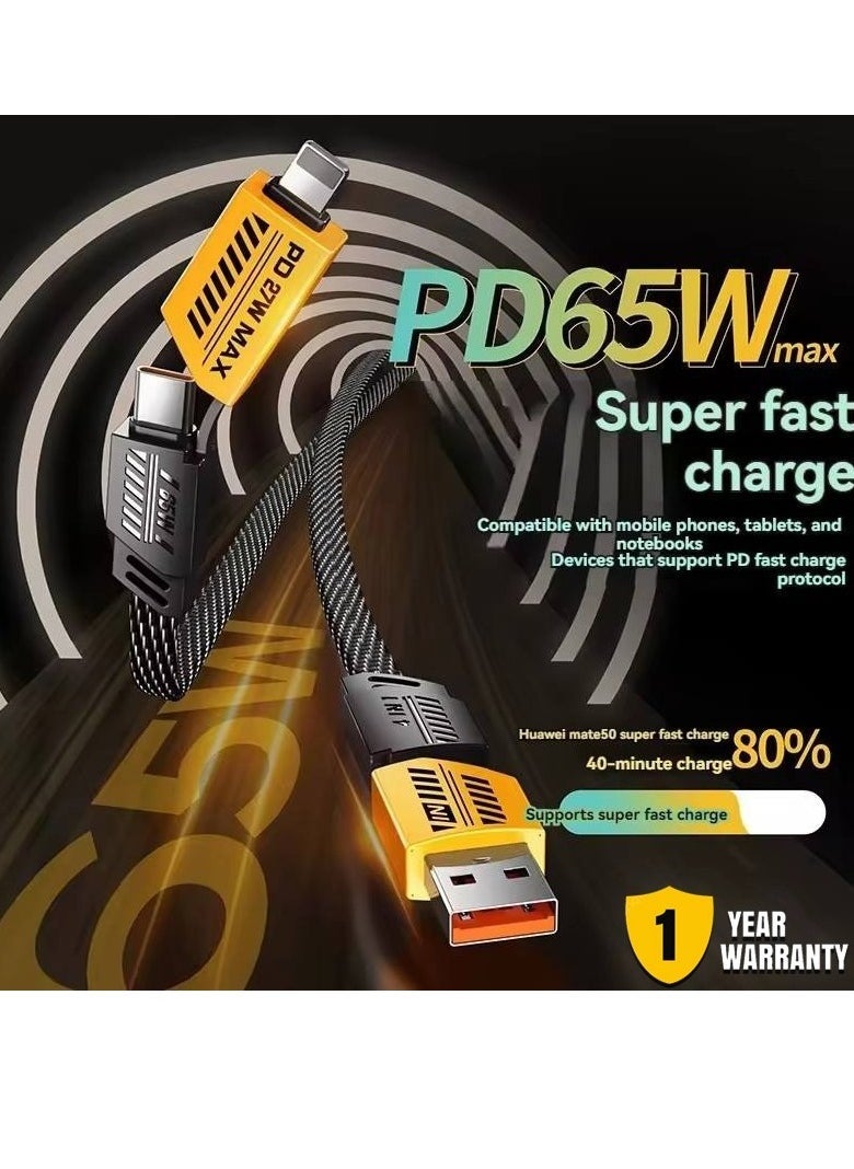 Raxoom 4-in-1 Multi-Function Super-Fast USB Charging Cable - 65W USB C & USB A with Cable Holder - Image 1