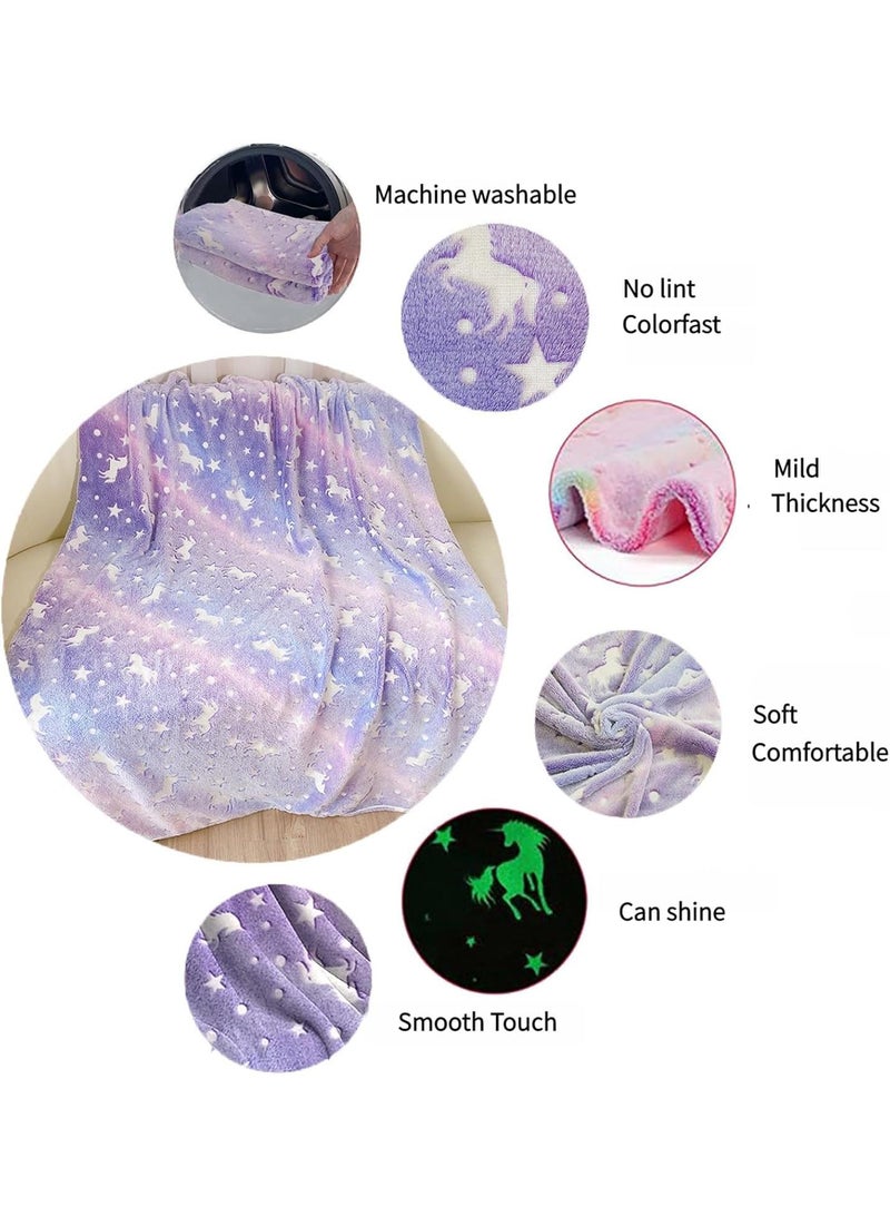 Bluejw بطانية تتوهج في الظلام بطانية مخصصة للأطفال، 50x60 بوصة بطانيات رمي فائقة الراحة من الفليس الناعم للفتيات والفتيان هدايا عيد الميلاد - Image 5