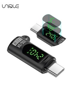 يونيك محول USB C محمول من النوع C من الذكور إلى الإناث - موصل مع شاشة رقمية - محول للأجهزة عالية الطاقة مع دعم شحن 240 واط - محول شاشة شحن كامل الميزات لأجهزة الكمبيوتر المحمولة والأجهزة اللوحية - أسود  - Image 1