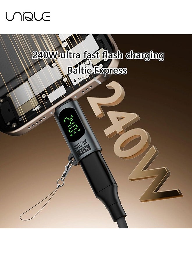 Unique Portable USB C Adapter Type C Male to Female Connectors - Connector with Digital Display - Adapter for High Power Devices with 240W Charging Support - Full-featured Charging Monitor Converter for Laptops, Tablets - Black  - Image 4