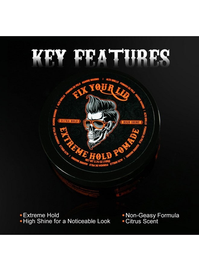 Fix Your Lid Extreme Hold Hair Pomade For Men - High Shine Water Based Hair Gel 3.75 oz - Easy To Wash Out - Image 2