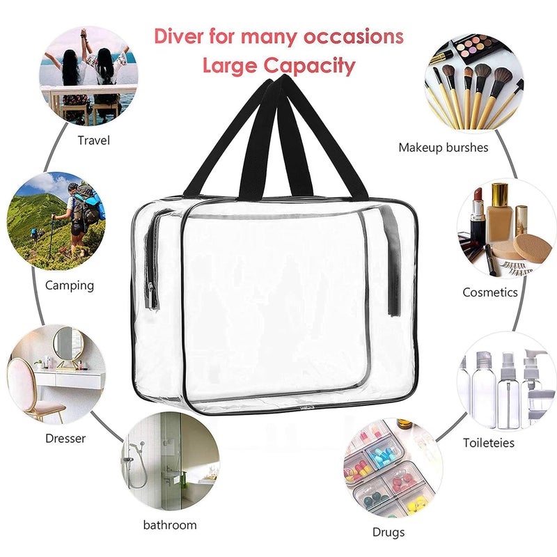 TULMAN 4 Pack PVC Transparent Travel Toiletry Bag  Cosmetic Makeup Organizer Handbag  Kids Toy Storage Convenient Storage Solution for Travel  Home Use  30x22x8 CM - Image 5