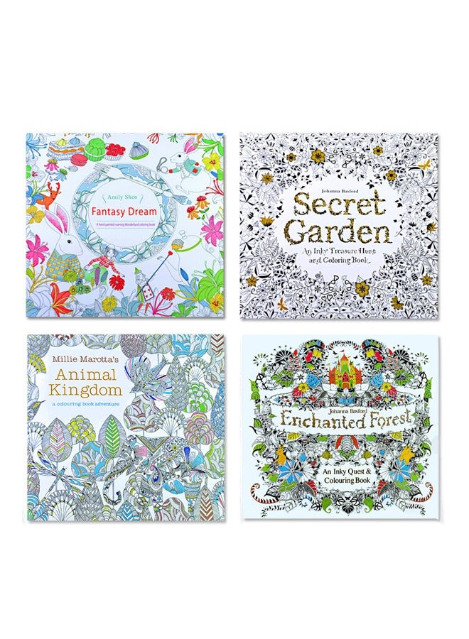4 x 24 Page Stress Relief Hand Drawn Coloring Book Small Size 18.5*18.5cm  - Image 1