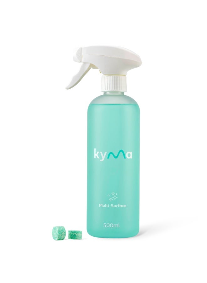kyma Non-Toxic Multi-Surface Cleaner Single Kit, 1 Refillable Bottle + 1 Multi-Surface Refill, 500ml (Makes 1x 500ml Bottle of Multi-Surface Cleaner), Powerful, Non-Toxic, Eco Friendly, Removes Grease & Dirt - Image 1