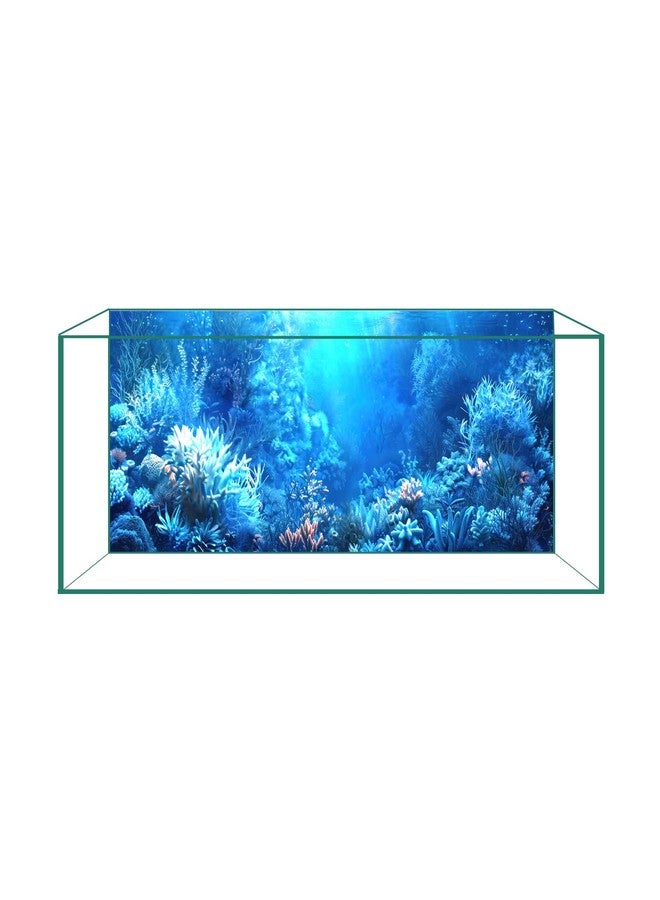 CICK SEED Aquarium Background & Fish Tank Background - Ultra HD Static Cling, No Tape, No Residue, Vibrant Underwater Scenery for Stunning Aquarium Decorations, Blue Ocean Theme 17.7 X 47.2 Inches - Image 1