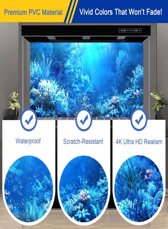 CICK SEED Aquarium Background & Fish Tank Background - Ultra HD Static Cling, No Tape, No Residue, Vibrant Underwater Scenery for Stunning Aquarium Decorations, Blue Ocean Theme 17.7 X 47.2 Inches - Image 4