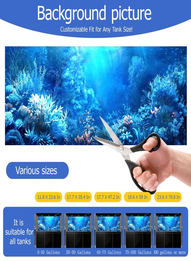 CICK SEED Aquarium Background & Fish Tank Background - Ultra HD Static Cling, No Tape, No Residue, Vibrant Underwater Scenery for Stunning Aquarium Decorations, Blue Ocean Theme 17.7 X 47.2 Inches - Image 5