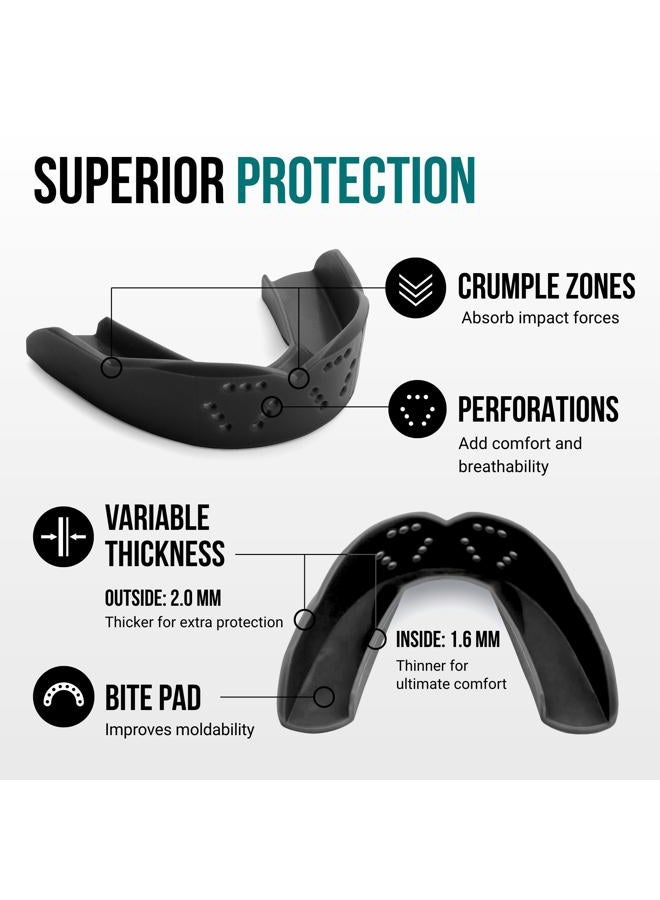 SISU 3D Youth Mouthguard Charcoal Black Preformed Easy Fit Protection for Lacrosse, Football, Hockey, Team Sports, Removable up to 20 Times, Non-Toxic - Image 2