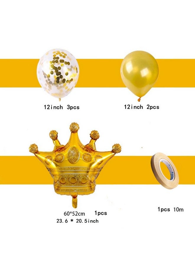 Morndew 5 PCS Happy Birthday Five-pointed Star Gold Crown 1 Foil Balloons for Birthday Party Baby Shower Decorations - Image 2