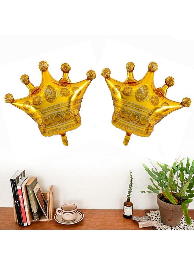 Morndew 5 PCS Happy Birthday Five-pointed Star Gold Crown 1 Foil Balloons for Birthday Party Baby Shower Decorations - Image 3