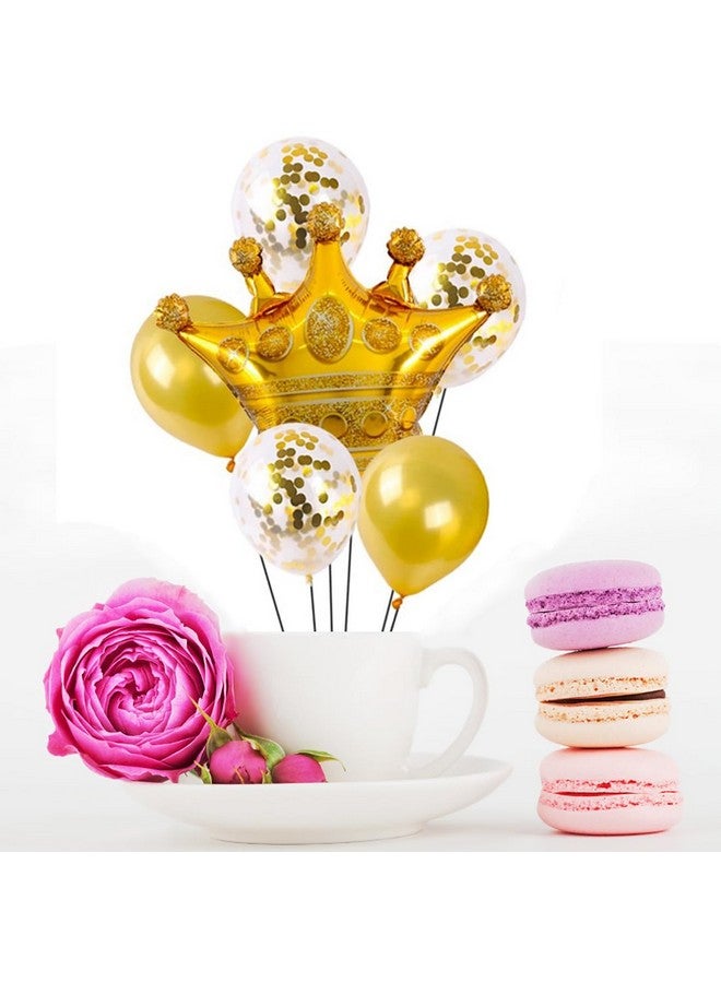 Morndew 5 PCS Happy Birthday Five-pointed Star Gold Crown 1 Foil Balloons for Birthday Party Baby Shower Decorations - Image 4