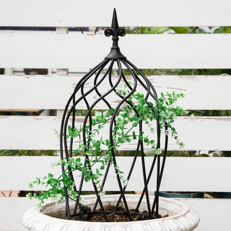 GOOOXIM 23-Inch Metal Obelisk Trellis for Climbing Plants | Sturdy Iron Design, Ideal for Outdoor Roses and Potted Vines | Easy Assembly, Compact Vertical Garden Decor for Indoor & Outdoor Use - Image 1
