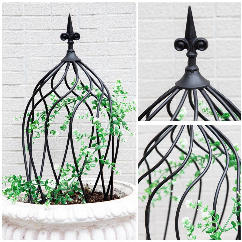 GOOOXIM 23-Inch Metal Obelisk Trellis for Climbing Plants | Sturdy Iron Design, Ideal for Outdoor Roses and Potted Vines | Easy Assembly, Compact Vertical Garden Decor for Indoor & Outdoor Use - Image 3