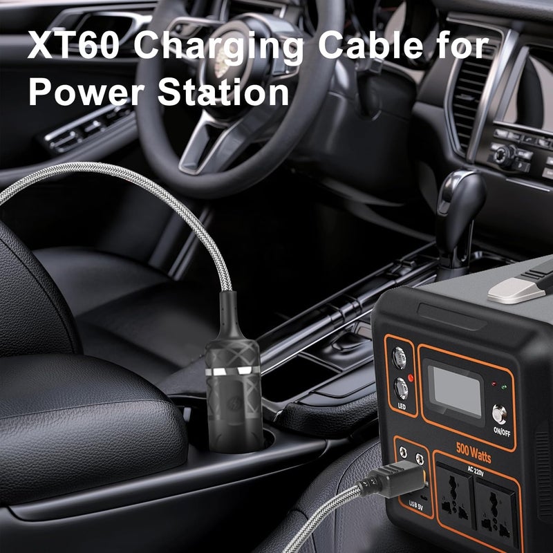 KFD XT60 Car Charger 12V/24V DC Input Adapter for ECOFLOW DELTA 2/3 River 3 RIVER 2 MAX Portable Power Station Anker SOLIX C200 C300 C800 C1000 Solar Generator 16AWG XT60 Plug Car Charging Cable - Image 3