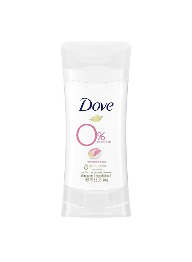 Dove مزيل عرق خالٍ من الألومنيوم بنسبة 0%، مزيل عرق غير مهيج للعناية بمنطقة تحت الإبط، مزيل عرق لطيف وخالي من الألومنيوم برائحة بتلات الورد، 2.6 أونصة - Image 1