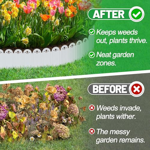 Alphatool Connectable Garden Landscape Edging 15ft Total Length No Need Digging Lawn Fence Border for Dividing Yard Flower Bed Areas Included 23pcs 83 L x 59 H White Panels - Image 3