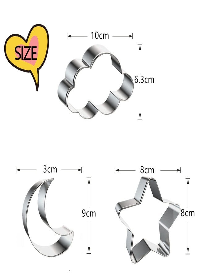 Q-BAKER 3 Pieces Star, Moon and Cloud Cookie Cutters Stainless Steel Biscuit Cutters Molds Shapes for Baby Shower or Gender Reveal Party - Image 2