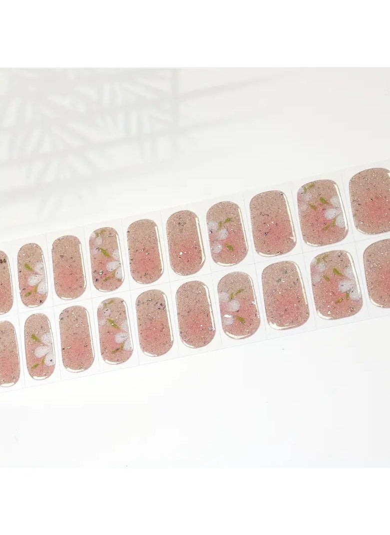 Goolsky 20PCS Cartoon Flower Glitter Gel Nail Wraps, Semi-Cured Gel Nail Polish Strips with Shimmery Finish, Self-Adhesive Plastic Nail Decals - Easy Application & Removal, Long-Lasting Salon-Quality Design, Includes Nail File & Stick - Single Use  - Image 3