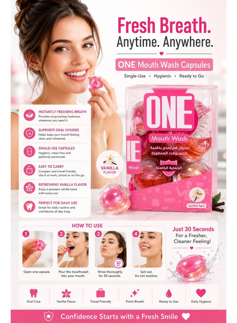One Advanced Capsule Mouth Wash Vanilla  Flavour - 20CapsulesX15 ml - Image 2