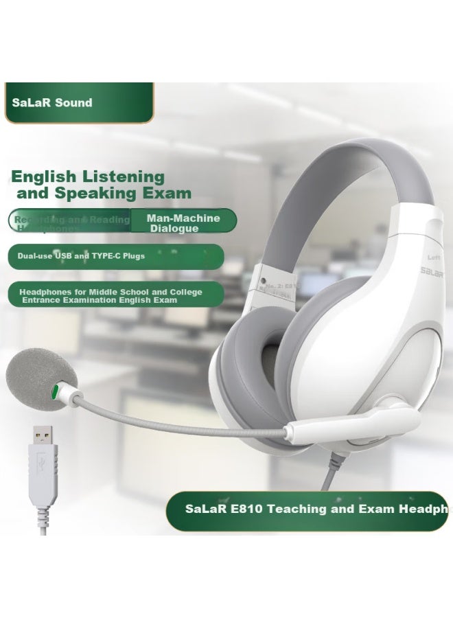 Salar E810 English Speaking And Listening Exam Special Headphones Headset Type-c Dual-use Black With Microphone Usb Interface - Image 4