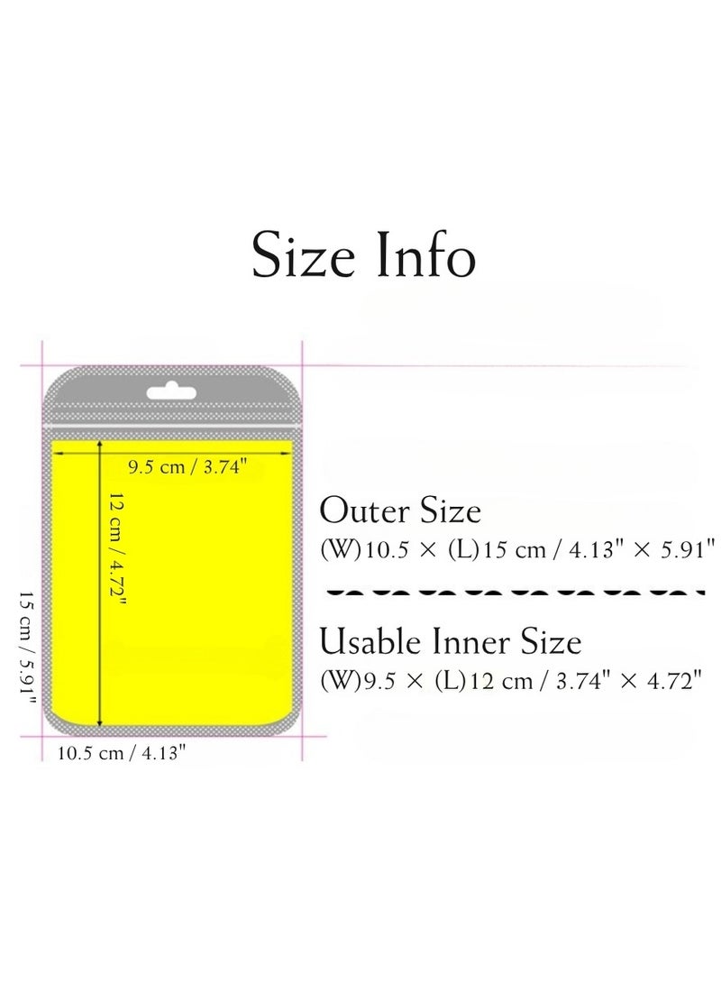 ٥٠ كيس متوسط الحجم فضي قابل لإعادة الإغلاق (١٠٫٥×١٥ سم / ٤٫١٣×٥٫٩ بوصة) | واجهة شفافة + ظهر من قماش غير منسوج أبيض مع إغلاق ذاتي | بديل سميك ولامع لأكياس السوستة لتغليف إكسسوارات الهواتف، المجوهرات، الأدوات، مستحضرات التجميل، العينات، هدايا رمضان وتغليف المشاريع الصغيرة | أكياس عرض فاخرة بحواف دائرية - Image 5