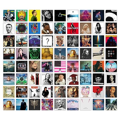 CodersParadise Music Wall Collage Kit – Pack of 70 Square 4×4" Aesthetic Music Posters | Album Cover Wall Art for Bedroom, Living Room, Office & Studio Décor - Image 1