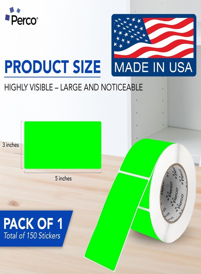 Perco Fluorescent Green 3x5 Inch Perforated Sticker Labels - 150 Stickers/Roll - with Permanent Adhesive for Inventory Management, Color Coding, Moving Boxes, Retail, Organizing & Crafts - Made in USA - Image 2