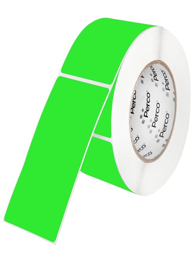 Perco Fluorescent Green 3x5 Inch Perforated Sticker Labels - 150 Stickers/Roll - with Permanent Adhesive for Inventory Management, Color Coding, Moving Boxes, Retail, Organizing & Crafts - Made in USA - Image 1