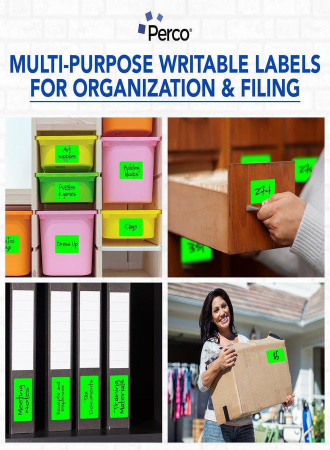 Perco Fluorescent Green 3x5 Inch Perforated Sticker Labels - 150 Stickers/Roll - with Permanent Adhesive for Inventory Management, Color Coding, Moving Boxes, Retail, Organizing & Crafts - Made in USA - Image 4