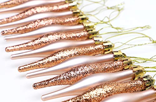 Christmas Concepts® Pack of 15-8.5cm, 85mm (3.4") Droplet Baubles - Matte & Glitter Design - Christmas Ornaments (Rose Gold) - Image 4