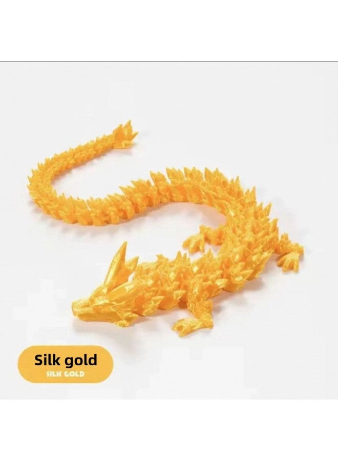 [Over 2,000 Repeat Customers] 3D Printing Toy Dragon Egg Crystal Gemstone Dragon Ornaments Diy Dinosaur Egg Creative Gift-Color:A Silk Gold Crystal Dragon [without Eggs] - Big Dragon Egg [12cm Egg + 30cm Crystal Dragon] - Image 1