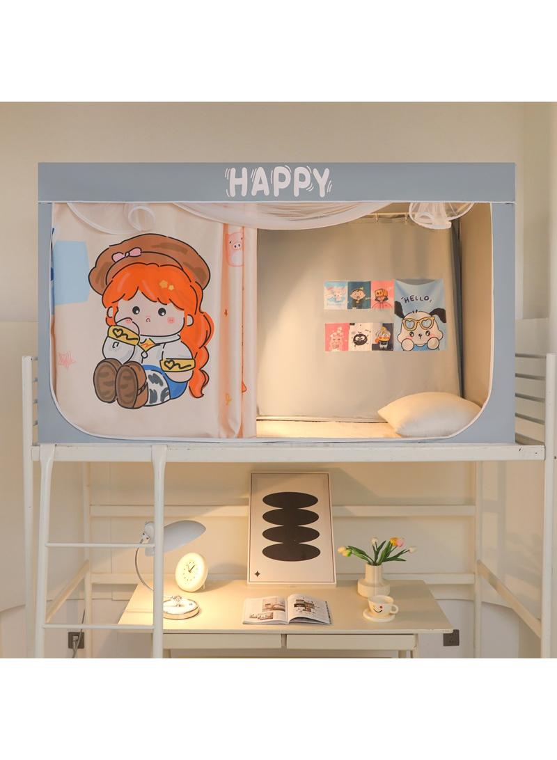 general Cartoon Student Mosquito Nets With Bracket Dormitories Fully Shaded Bed Curtains Zippered Mosquito Nets Student Sleep Privacy Protection Start Of School Season Gifts Birthday Gifts - Image 1