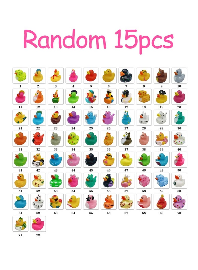 15 Pcs Rubber Ducks, Random Assortment Ducks Bulk, Mini Rubber Duckies for Toddler Baby Bath Toys, Kids Bath Pool Toys Birthday Gifts Party Favors - Image 2
