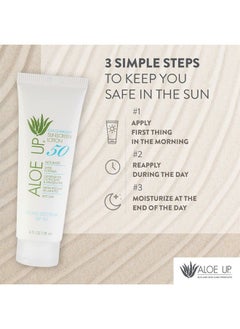 Aloe Up SPF 50 Sunscreen Lotion - Non Greasy & Quick Absorbing Sun Skin Care, Reef Friendly Skin Sun Protection - Body Sun Cream with UVA/UVB Protection, Aloe Infused Sunscreen for Body - 4 Fl Oz