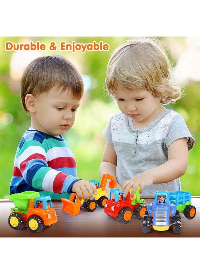 ORWINE Inertia Toy Early Educational Toddler Baby Toy Friction Powered Cars Push and Go Cars Tractor Bulldozer Dumper Cement Mixer Engineering Vehicles Toys for Children Boys Girls Kids Gift 4PCS - Image 2