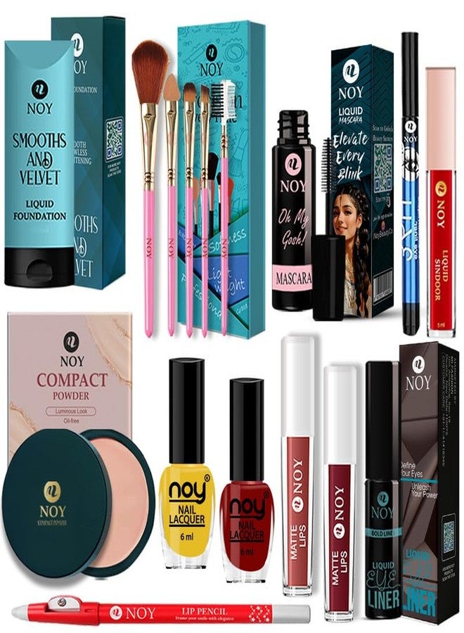 NOY Makeup Combo Set Long Wear Bridal Makeup Combo for Marriage Look Pack of 16 - Image 2