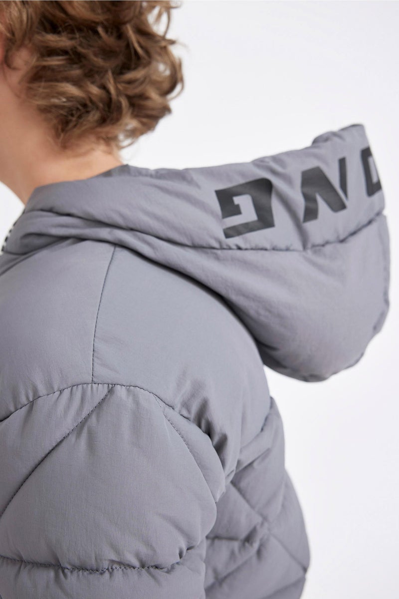 DeFacto Boy Waterproof Hooded Zippered Puffer Jacket - Image 4