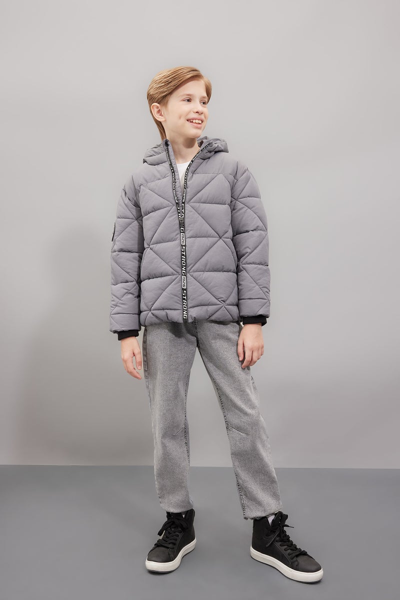 DeFacto Boy Waterproof Hooded Zippered Puffer Jacket - Image 3