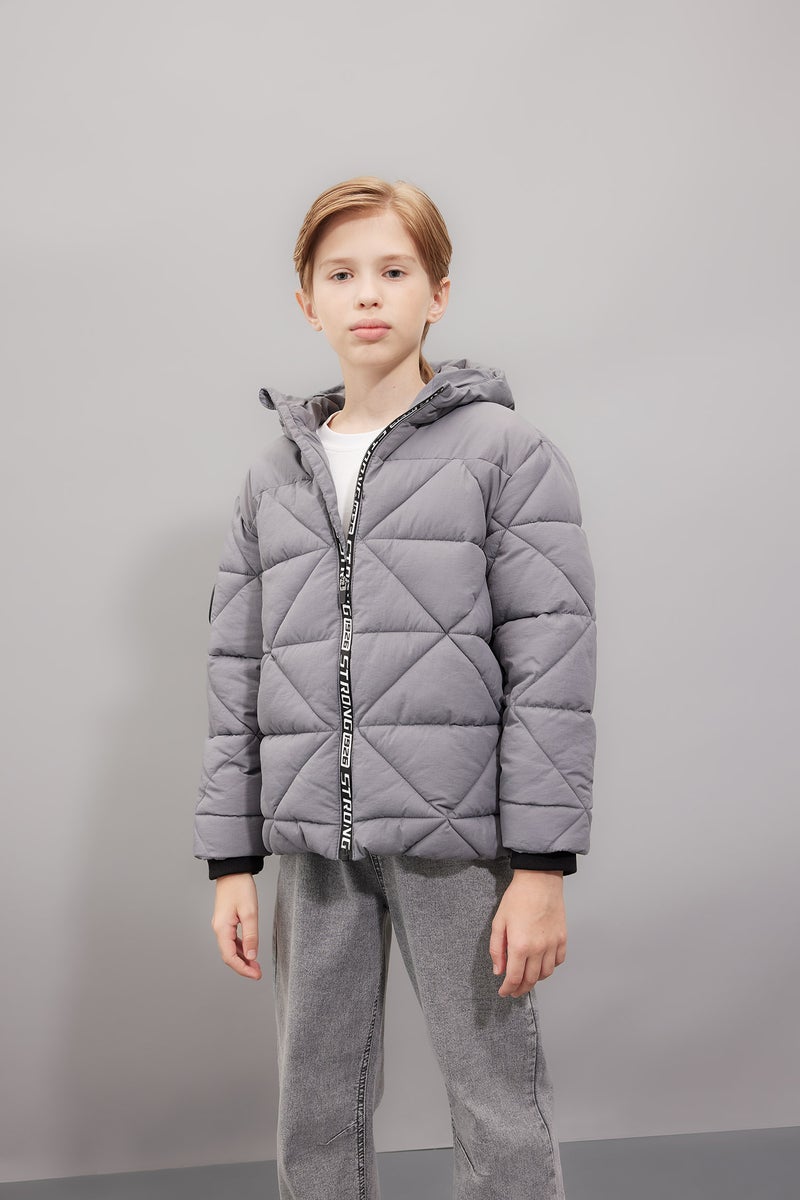 DeFacto Boy Waterproof Hooded Zippered Puffer Jacket - Image 1